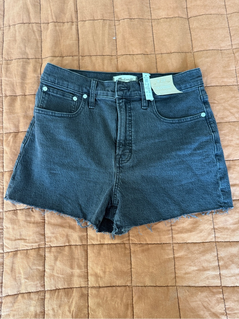 Madewell Washed Black High-Rise Denim Cutoff Shorts